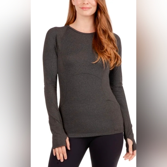 Spyder Tops - Spyder Active Womens Long-Sleeve, Thumbhole Crew Neck Top - Black Heather XXL